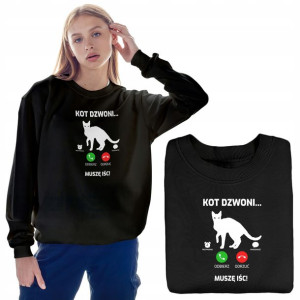 BLUZA Damska Czarna MiX WZORÓW Śmieszne KOTY - S