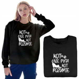 BLUZA Damska Czarna MiX WZORÓW Śmieszne KOTY - XL