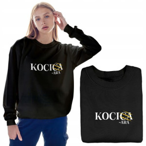 BLUZA Damska Czarna MiX WZORÓW Śmieszne KOTY - XL