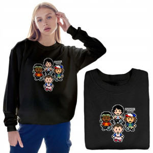 BLUZA Damska CZARNA STRANGER THINGS MiX Wzory - L