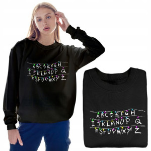 BLUZA Damska CZARNA STRANGER THINGS MiX Wzory - L