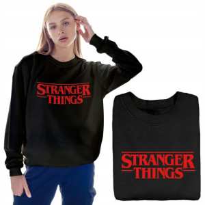BLUZA Damska CZARNA STRANGER THINGS MiX Wzory - L