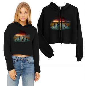 BLUZA Damska z kapturem CROPPED STRANGER Things L