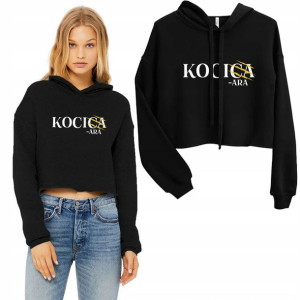 BLUZA Damska z kapturem CROPPED Wzory KOTY - M