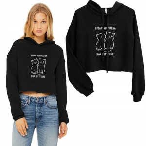 BLUZA Damska z kapturem CROPPED Wzory KOTY - M