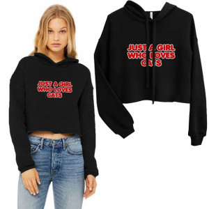 BLUZA Damska z kapturem CROPPED Wzory KOTY - M