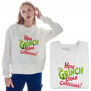 Ciepła BLUZA Damska ŚWIĄTECZNA Grinch Wzory - M
