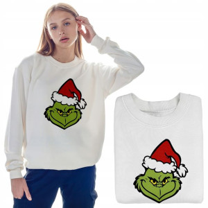 Ciepła BLUZA Damska ŚWIĄTECZNA Grinch Wzory - S