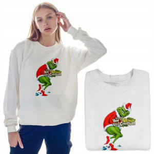 Ciepła BLUZA Damska ŚWIĄTECZNA Grinch Wzory - S