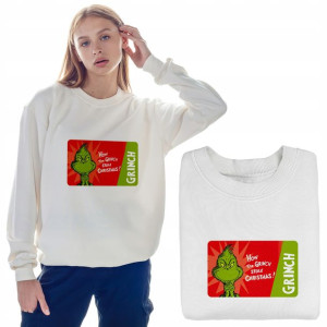 Ciepła BLUZA Damska ŚWIĄTECZNA Grinch Wzory - S
