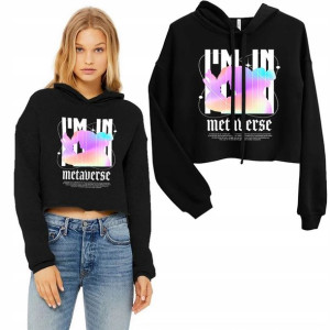 Modna BLUZA Damska CROP z Kapturem METAVERSE - S