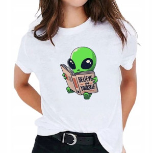 Koszulka Tshirt Damski S Biały Wzór Obcy ALIEN 05