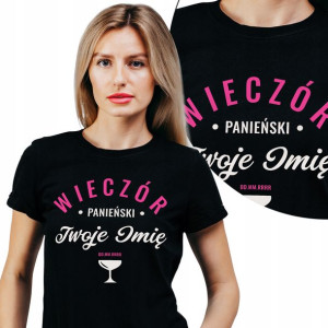 KOSZULKA Damska WIECZÓR PANIEŃSKI Wzory IMIĘ - M