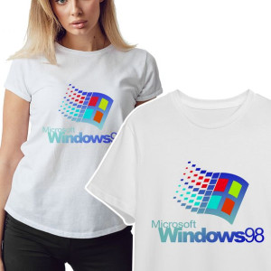 KOSZULKA T-shirt Damski Biały RETRO WINDOWS - L