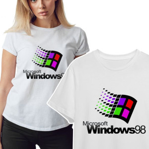 KOSZULKA T-shirt Damski Biały RETRO WINDOWS - M