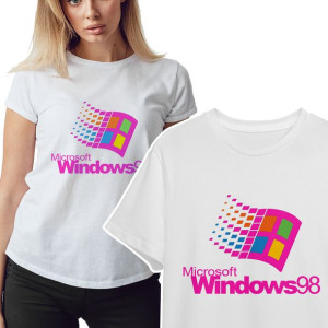 KOSZULKA T-shirt Damski Biały RETRO WINDOWS - S