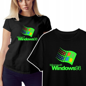 KOSZULKA T-shirt Damski Czarny RETRO WINDOWS - L
