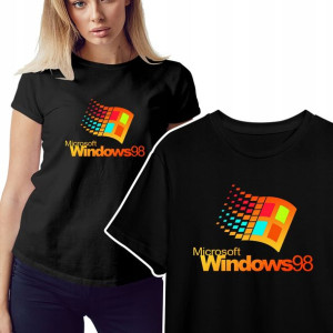 KOSZULKA T-shirt Damski Czarny RETRO WINDOWS - M