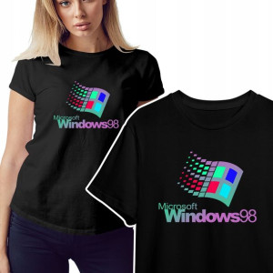KOSZULKA T-shirt Damski Czarny RETRO WINDOWS - S