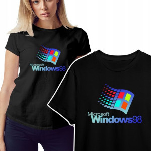 KOSZULKA T-shirt Damski Czarny RETRO WINDOWS - XL