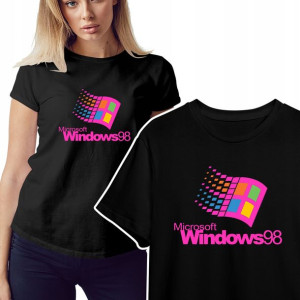 KOSZULKA T-shirt Damski Czarny RETRO WINDOWS - XXL