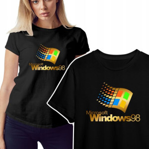 KOSZULKA T-shirt Damski Czarny RETRO WINDOWS - XXL