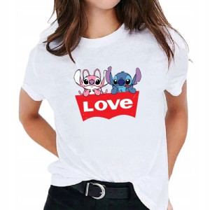 Koszulka T-shirt Damski S Biały LILO i STICH 02