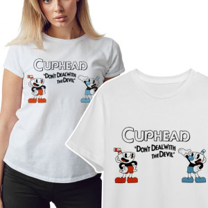 KOSZULKA T-shirt Damski WIELE Wzorów CUPHEAD - L