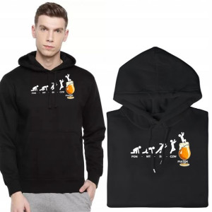 BLUZA Męska Czarna z KAPTUREM Śmieszne WZORY - M