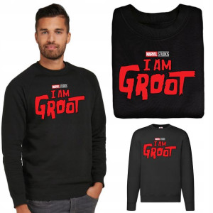 MĘSKA Bluza Czarna I AM GROOT Wiele WZORÓW - S