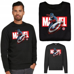 MĘSKA Bluza Czarna KAPITAN AMERYKA MiX Wzorów - XL