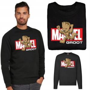 MĘSKA Bluza Czarna MARVEL GROOT Wiele WZORÓW - XL
