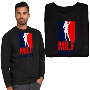Męska Bluza Czarna Milf Hunter Wiele Wzorów - S