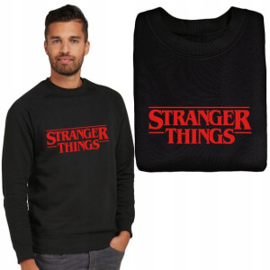 MĘSKA Bluza CZARNA MiX Wzory STRANGER THINGS - L