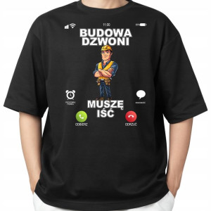 Koszulka Męska BUDOWA DZWONI Śmieszne Wzory - L