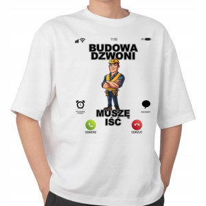 Koszulka Męska BUDOWA DZWONI Śmieszne Wzory - XL