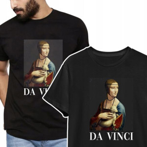 KOSZULKA MĘSKA T-shirt DA VINCI SZTUKA Wzory - S