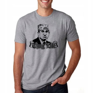 KOSZULKA MĘSKA XXL Jasna Szara wzór Prison Mike 01