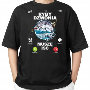 Koszulka T-shirt Męski dla WĘDKARZA Ryby MiX - L