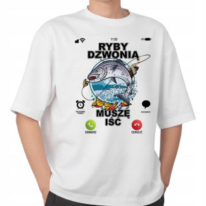 Koszulka T-shirt Męski dla WĘDKARZA Ryby MiX - XL