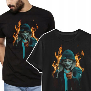 Modny T-shirt KOSZULKA Męska wzór ANONYMOUS - L