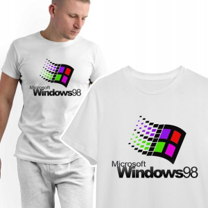 T-shirt KOSZULKA Męska Biała RETRO WINDOWS - 3XL
