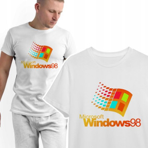 T-shirt KOSZULKA Męska Biała RETRO WINDOWS - 3XL