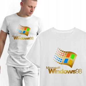 T-shirt KOSZULKA Męska Biała RETRO WINDOWS - M