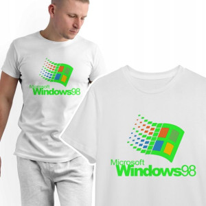 T-shirt KOSZULKA Męska Biała RETRO WINDOWS - M