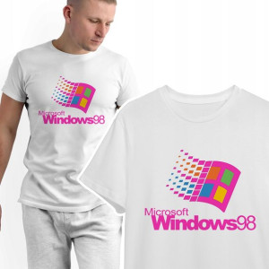 T-shirt KOSZULKA Męska Biała RETRO WINDOWS - XL
