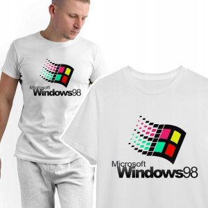 T-shirt KOSZULKA Męska Biała RETRO WINDOWS - XL