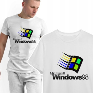 T-shirt KOSZULKA Męska Biała RETRO WINDOWS - XL