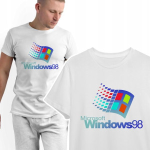 T-shirt KOSZULKA Męska Biała RETRO WINDOWS - XL