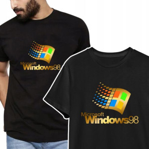 T-shirt KOSZULKA Męska Czarna RETRO WINDOWS - 3XL